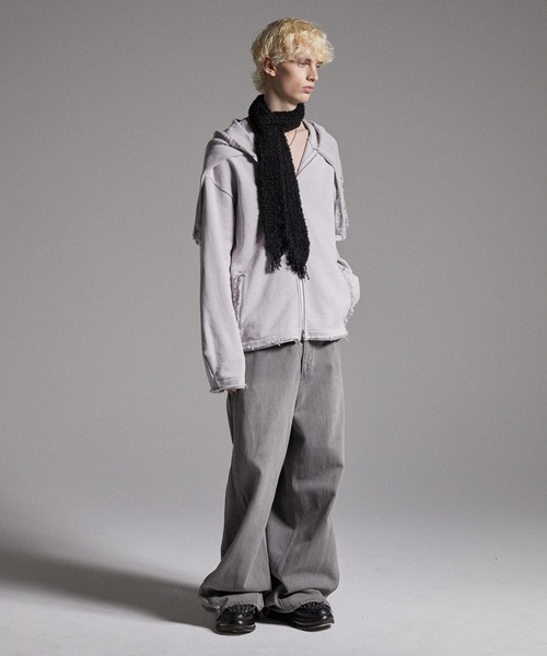 GRANCY マフラー 「GRANCY」Fringe Knit Slim Scarf / フリンジニット
