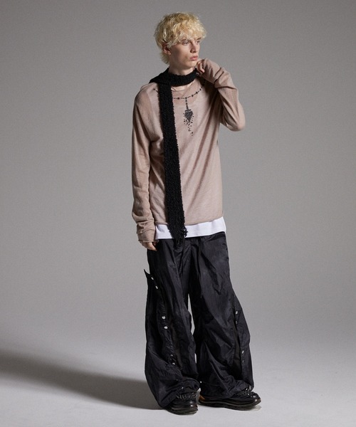 GRANCY マフラー 「GRANCY」Fringe Knit Slim Scarf / フリンジニット