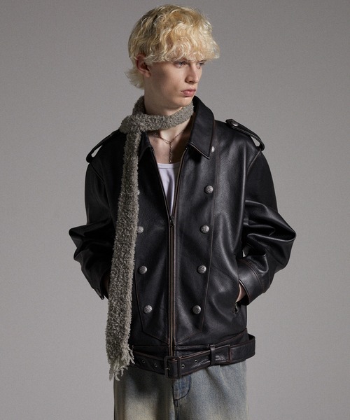 GRANCY マフラー 「GRANCY」Fringe Knit Slim Scarf / フリンジニット