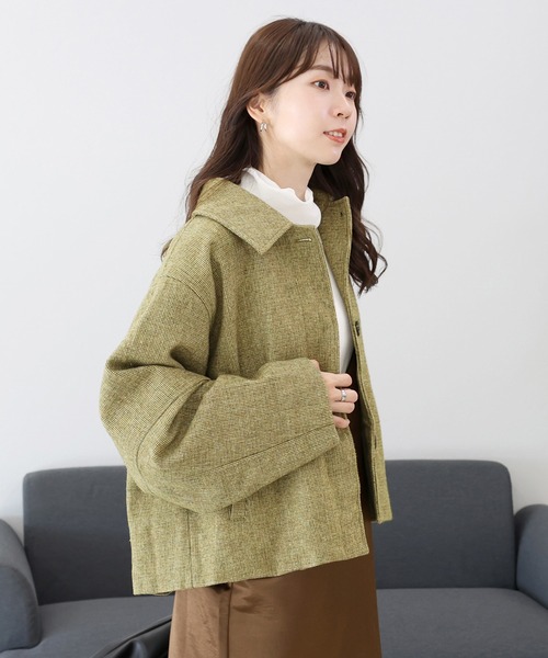 Aletta vita ブルゾン アウター チェックツイードコクーンスリーブ