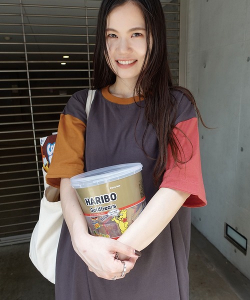 「CORNERS」 「lupilien」半袖ワンピース FREE チャコールグレー×パープル レディース_画像8