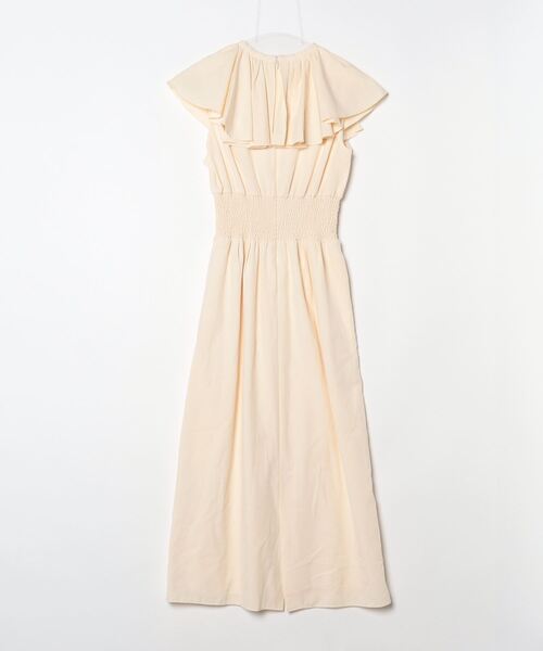 「CELFORD」 フリル半袖ワンピース 36 ベージュ レディース_画像2