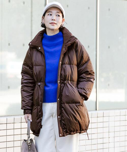 MOGA モガ ロングダウンコート ベスト付き ブラウン 茶系 DMW F by ROSSO（エフバイロッソ） ダウンコート ダウンジャケット 撥水