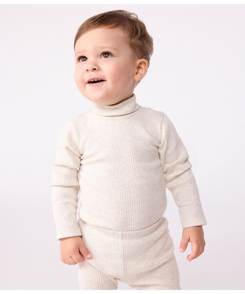 プチバトー　ベビー服　新品　ベビーアウター　ベビー子ども冬服新品　プチバトー新品 PETIT BATEAU（プチバトー） ベビー服 ロンパース 衿つき長袖ボディ