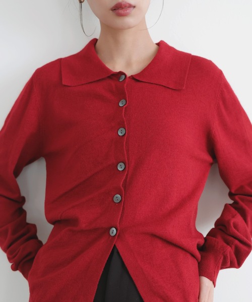 LIAN（リアン） カーディガン フロントドレープポロニット レディース