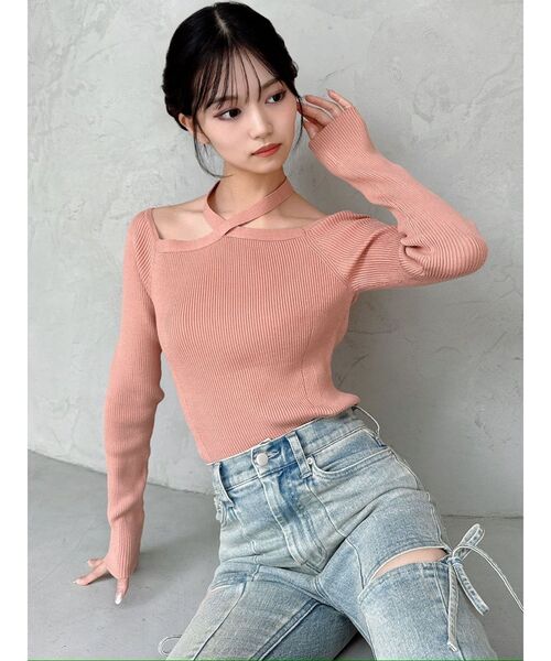 【ほわいとごーるど】Ry/Ny クロスリブニット RESEXXY（リゼクシー） ニット セーター フロントクロスリブニットプル