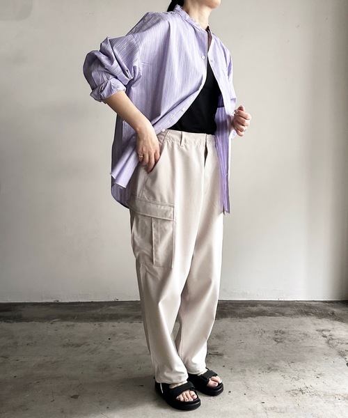 「COMMON WARE」 「HALHAM」長袖シャツ M グリーン レディース_画像9