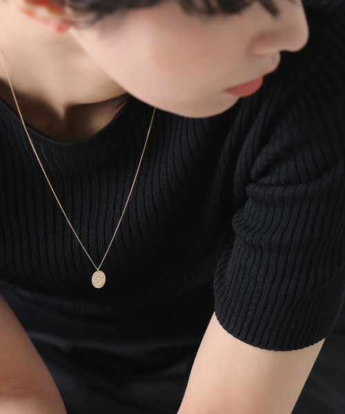 Lilas オーバルテクスチャーモチーフ50cmネックレス Lilas ネックレス 10mmオーバルテクスチャーモチーフ50cmネックレス