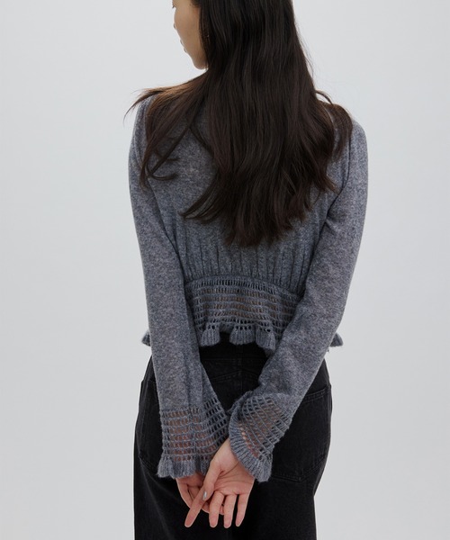 Ameri（アメリ） ニット セーター FLUFFY SHEER FRILL KNIT TOP