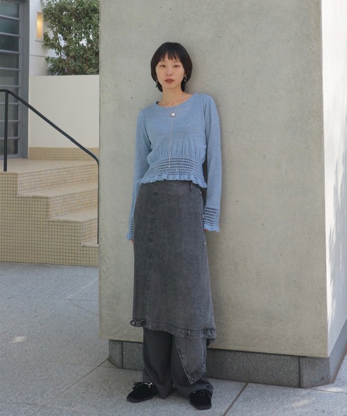 Ameri（アメリ） ニット セーター FLUFFY SHEER FRILL KNIT TOP