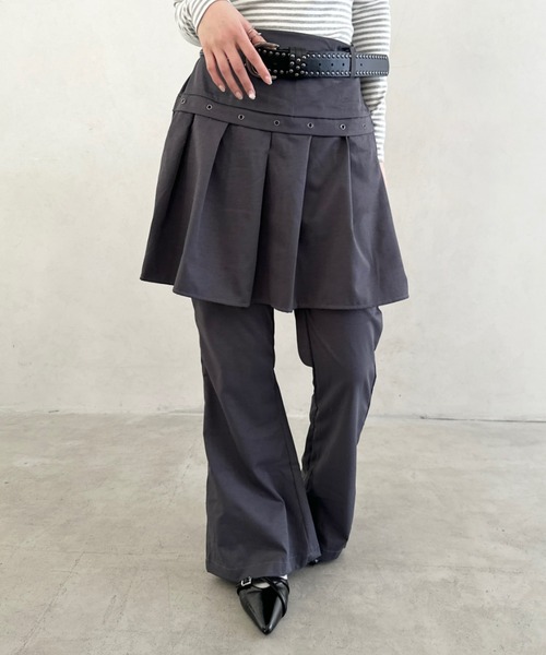Bamm パンツ プリーツスカートレイヤードパンツ レディース : ZOZOTOWN