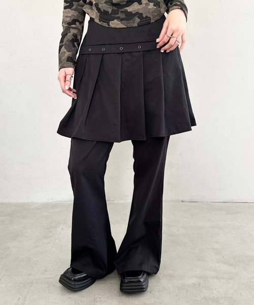 Bamm パンツ プリーツスカートレイヤードパンツ レディース : ZOZOTOWN