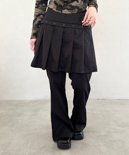 Bamm パンツ プリーツスカートレイヤードパンツ レディース : ZOZOTOWN