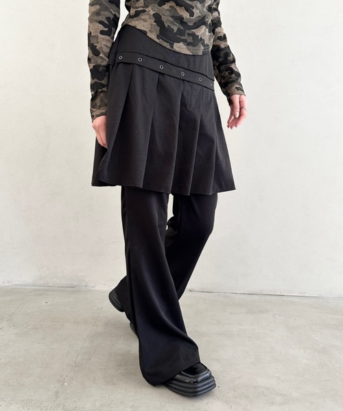 Bamm パンツ プリーツスカートレイヤードパンツ レディース : ZOZOTOWN