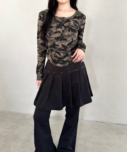 Bamm パンツ プリーツスカートレイヤードパンツ レディース : ZOZOTOWN