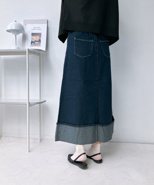 「AS KNOW AS plus」 デニムスカート FREE ネイビー レディース_画像8