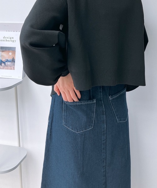 「AS KNOW AS plus」 デニムスカート FREE ネイビー レディース_画像9