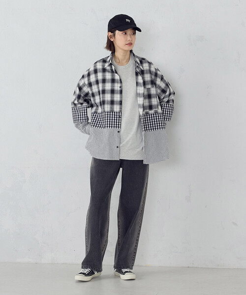 シャツ 切り替えチェックシャツ メンズ レディース | Purple&Yellow | 11