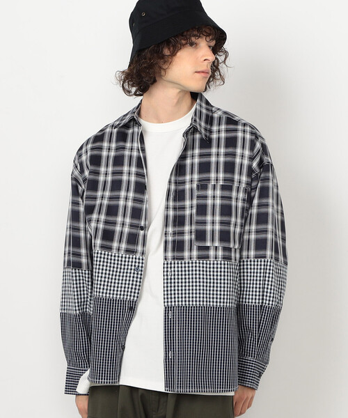 シャツ 切り替えチェックシャツ メンズ レディース | Purple&Yellow | 17