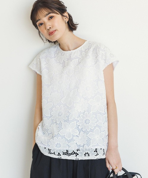 「Gready Brilliant」 半袖ブラウス 38 オフホワイト レディース_画像9