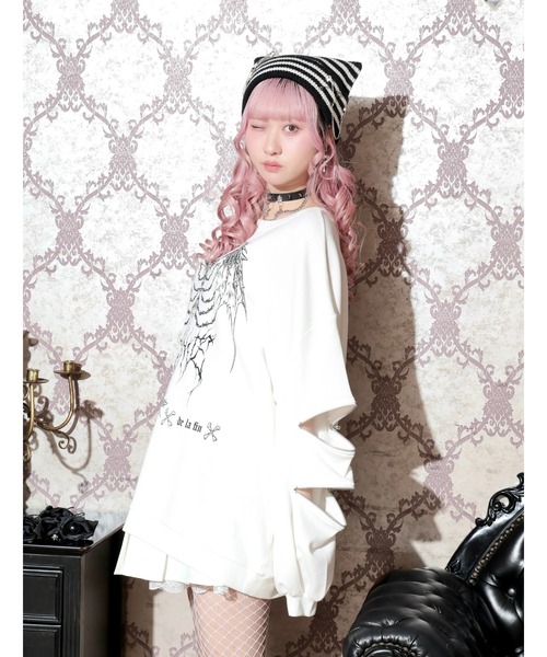 NOEMIE（ノエミー） tシャツ 袖ファスナークロスプリントユニセックス