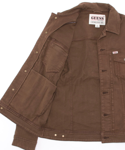 「Guess」 デニムジャケット LARGE ブラウン メンズの画像