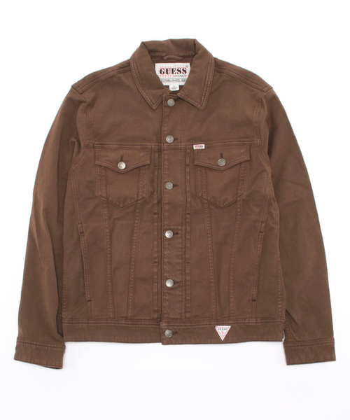 「Guess」 デニムジャケット LARGE ブラウン メンズの画像