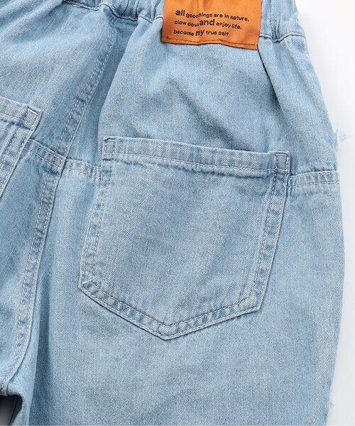 希少 SAPEur KIDS キッズ ヴィンテージ デニム トラック パンツ M Seraph（セラフ） ワイドパンツ パンツ リメイク風ラウンドデニム