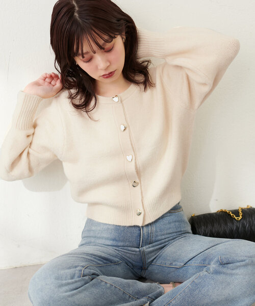 「natural couture」 ニットカーディガン FREE グレー レディース_画像5