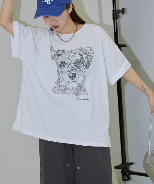 「PUBLUX」 半袖Tシャツ フリ- オフホワイト レディース_画像3