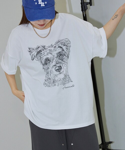 「PUBLUX」 半袖Tシャツ フリ- オフホワイト レディース_画像5