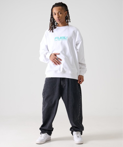 「FUBU」 スウェットカットソー L ホワイト メンズ_画像3