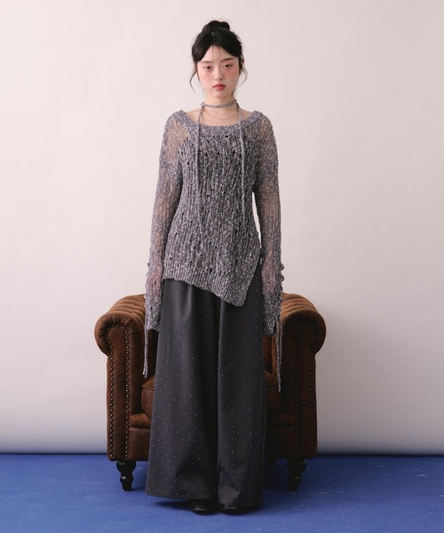 loin nuit ニット セーター asymmetry lace up knit / アシンメトリー
