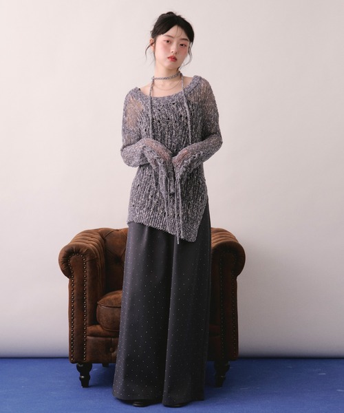 loin nuit ニット セーター asymmetry lace up knit / アシンメトリー