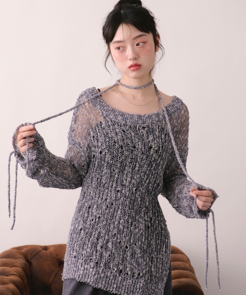【激レア】KMRII アシンメトリー モヘアニット 0 XS loin nuit ニット セーター asymmetry lace up knit / アシンメトリー