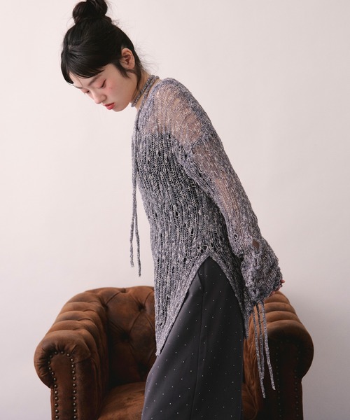loin nuit ニット セーター asymmetry lace up knit / アシンメトリー