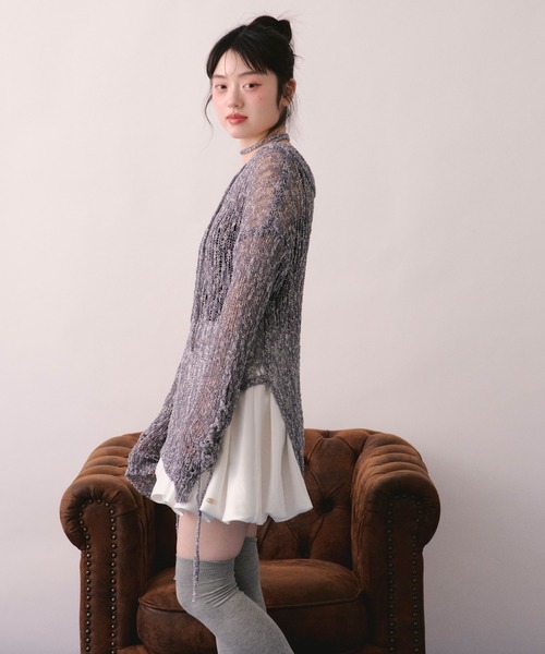 loin nuit ニット セーター asymmetry lace up knit / アシンメトリー