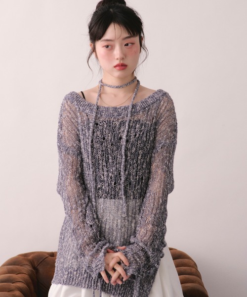 loin nuit ニット セーター asymmetry lace up knit / アシンメトリー