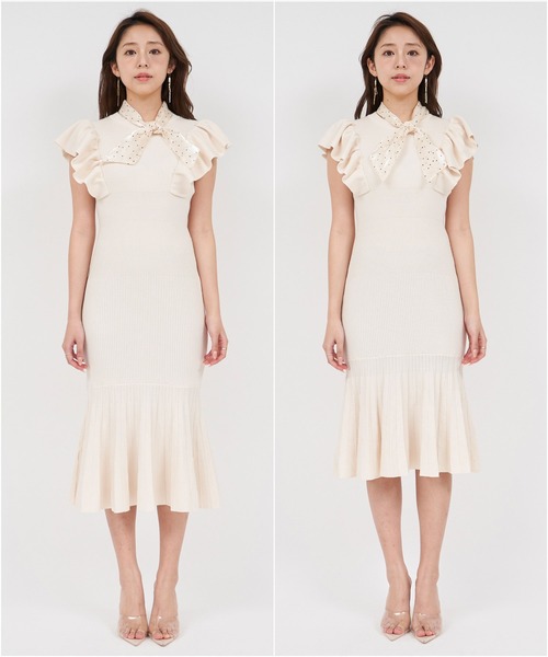 「ROYAL PARTY」 ニットワンピース SHORT ブラック レディース_画像8