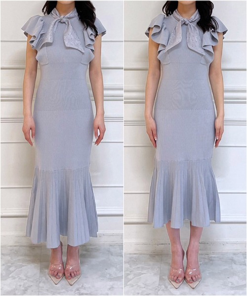 「ROYAL PARTY」 ニットワンピース SHORT ブラック レディース_画像9
