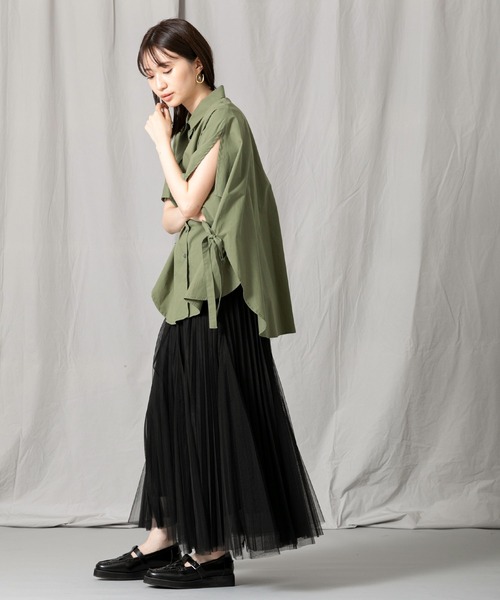 「Gready Brilliant」 「favori」ノースリーブシャツ 38 カーキ レディース_画像4