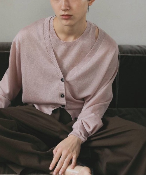 セーター ニット Highgauge Sheer Cardigan 62610522 メンズの画像