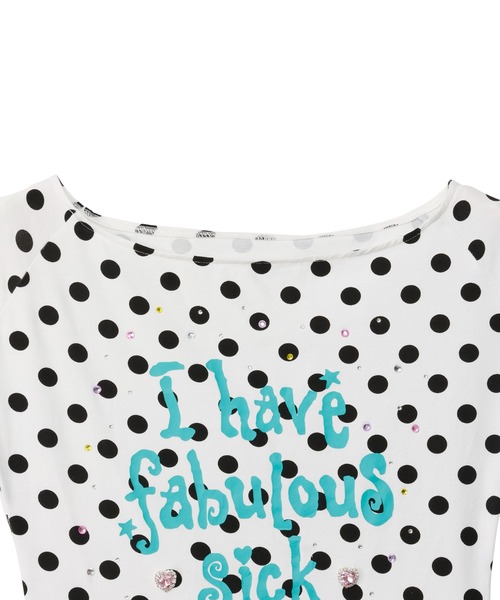 Ada. tシャツ 半袖 ビジューロゴ ボートネック スリム カットソー