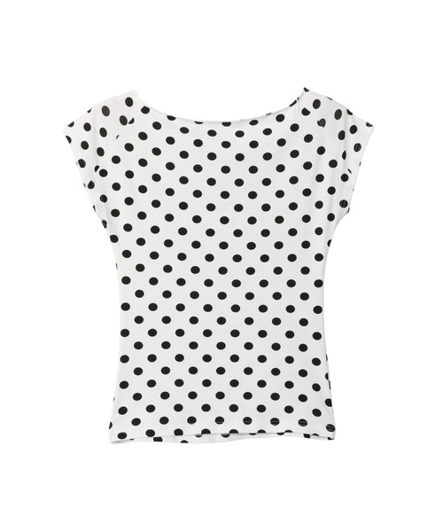 Ada. tシャツ 半袖 ビジューロゴ ボートネック スリム カットソー