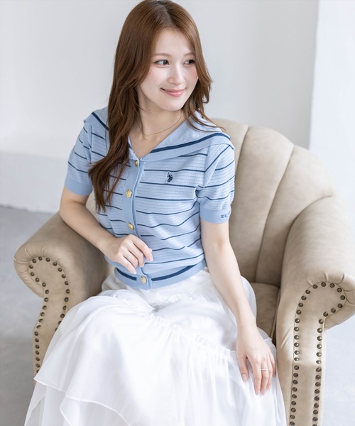 POLO サマーニット 水色 Mサイズ U.S. POLO ASSN.（ユーエスポロアッスン） サマーニット ニット