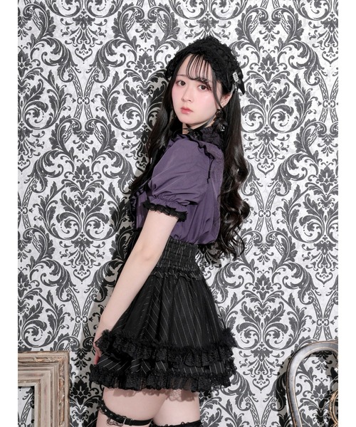 NOEMIE（ノエミー） ブラウス シャツ 半袖 ゴシックヨークジャボリボン