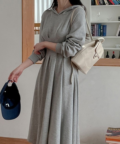 「ECLIN」 長袖ワンピース X-LARGE グレー レディース_画像3