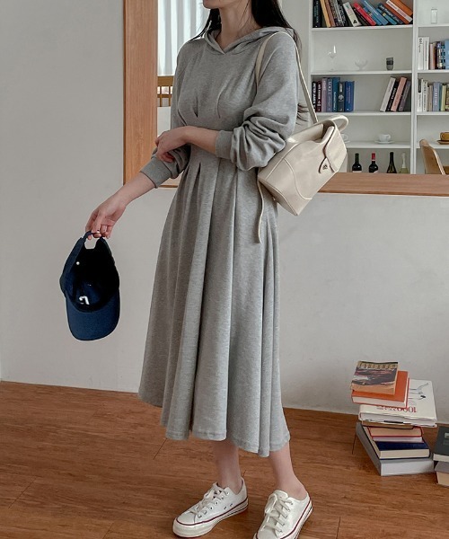「ECLIN」 長袖ワンピース X-LARGE グレー レディース_画像7