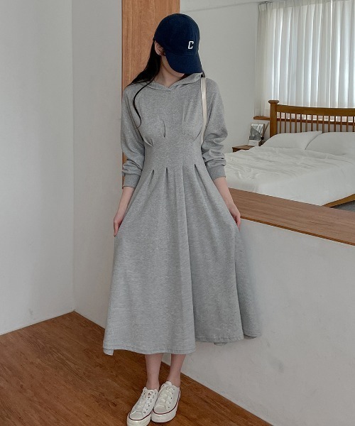 「ECLIN」 長袖ワンピース X-LARGE グレー レディース_画像9