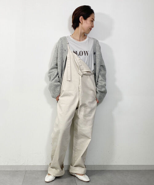 ✧美品【YANUK】ヤヌーク　2ndノーリーズ別注サロペットXS 　アイボリー YANUK サロペット オーバーオール 【YANUK/ヤヌーク】2nd